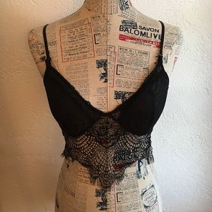 Black Lace Cropped Bralette Top
